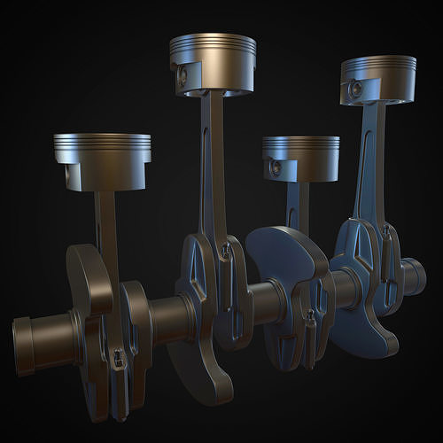 piston and crankshaft 3D model