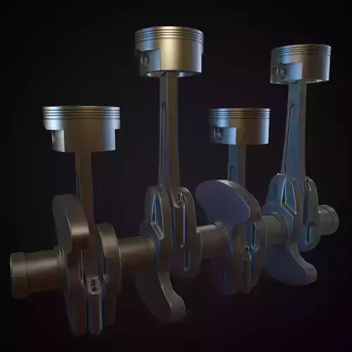 piston and crankshaft 3D model