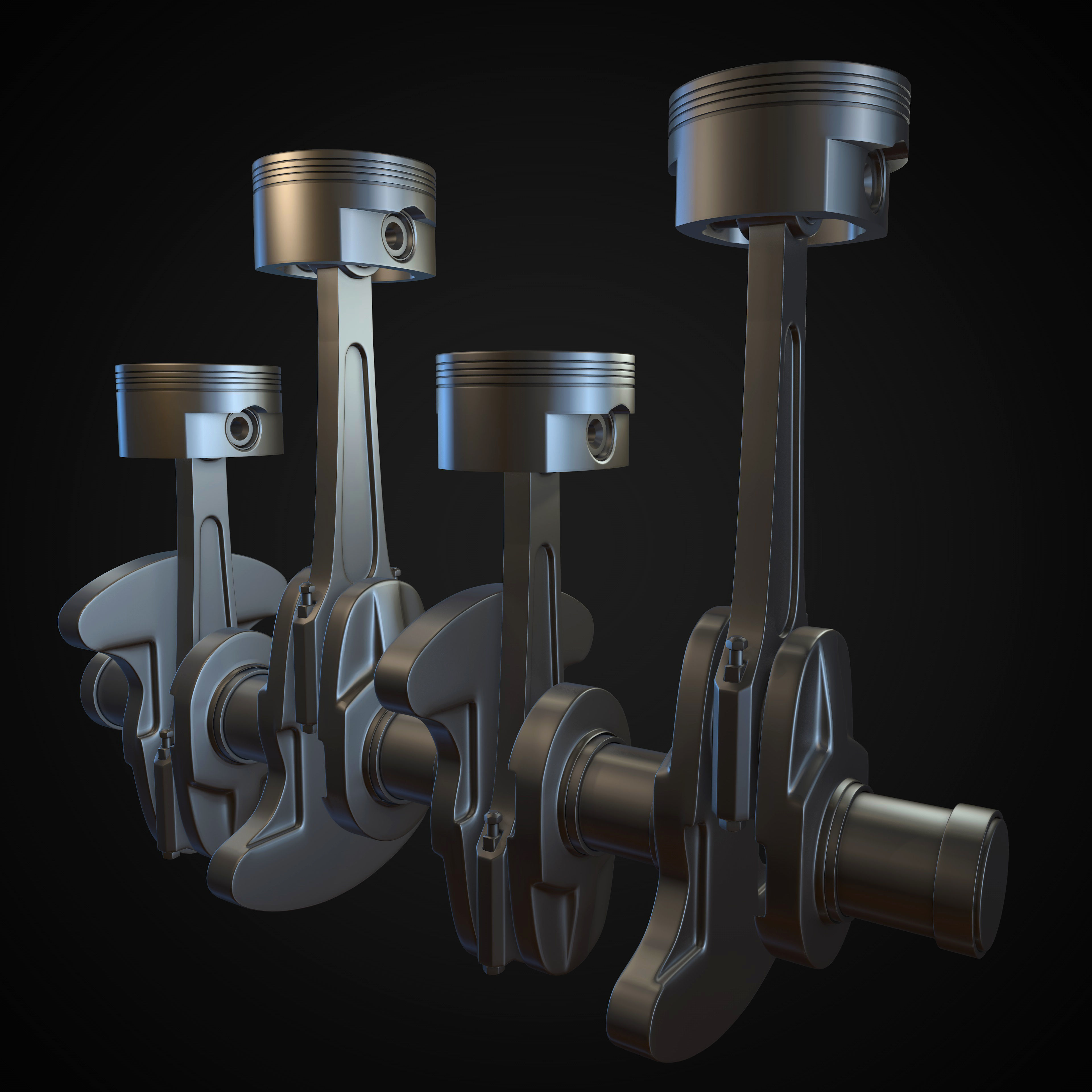 piston and crankshaft 3D model_1
