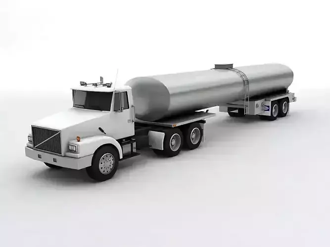 Semi Truck With Milk Tanker Trailer