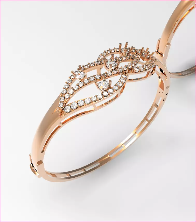 jewelry two gold bangle bracelets with diamonds Free 3D model