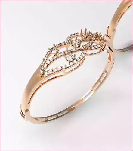 jewelry two gold bangle bracelets with diamonds Free 3D model