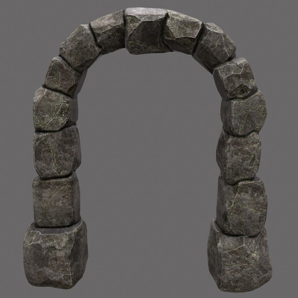 wall set arch made of rocks Low-poly 3D model_13