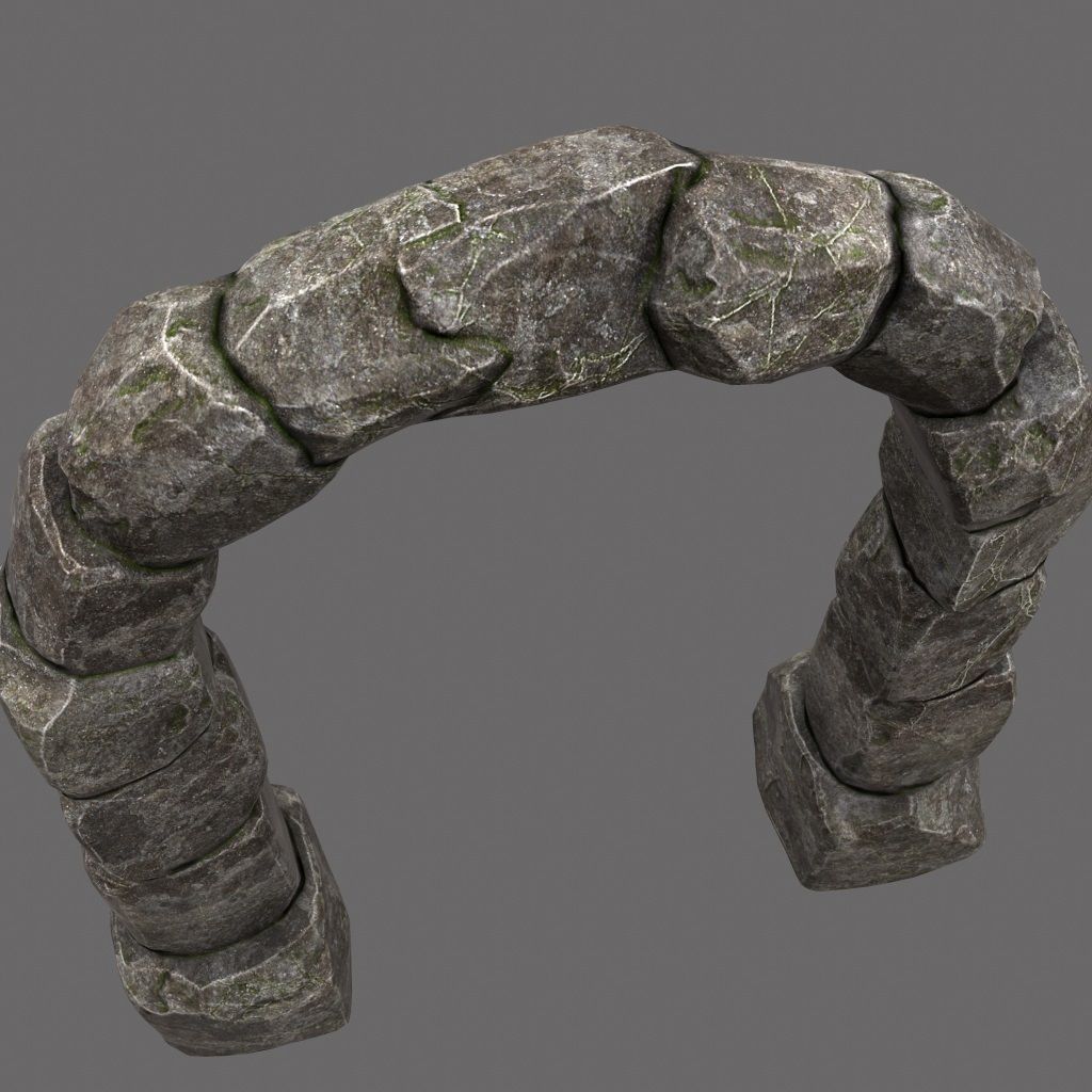 wall set arch made of rocks Low-poly 3D model_14