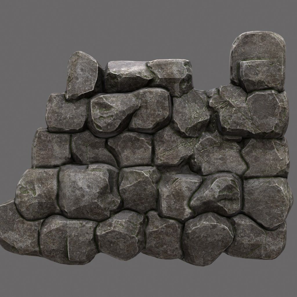 wall set arch made of rocks Low-poly 3D model_10