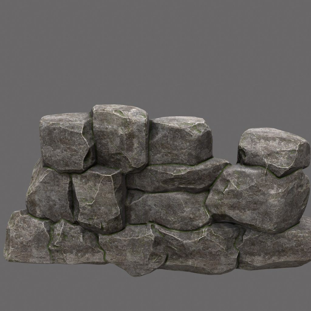 wall set arch made of rocks Low-poly 3D model_4