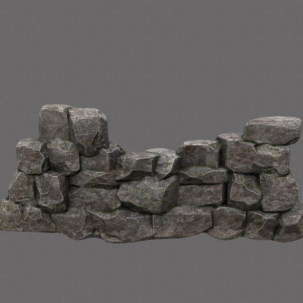wall set arch made of rocks Low-poly 3D model_12