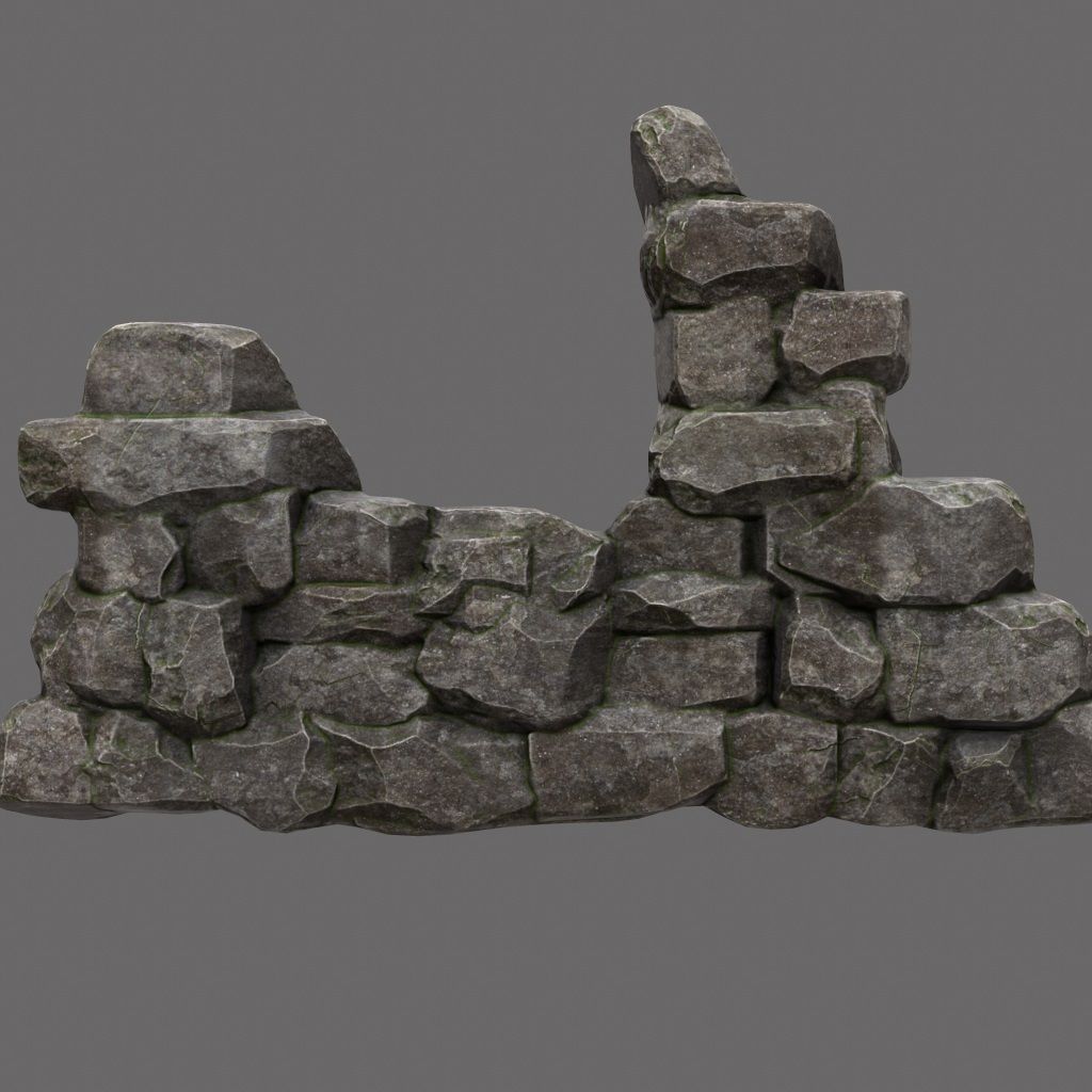 wall set arch made of rocks Low-poly 3D model_9