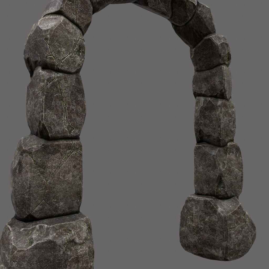 wall set arch made of rocks Low-poly 3D model_15