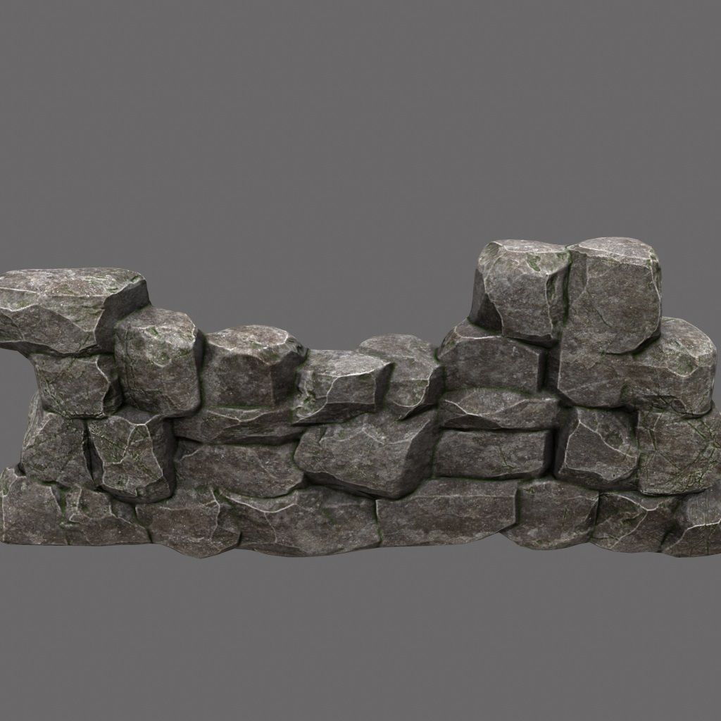 wall set arch made of rocks Low-poly 3D model_3