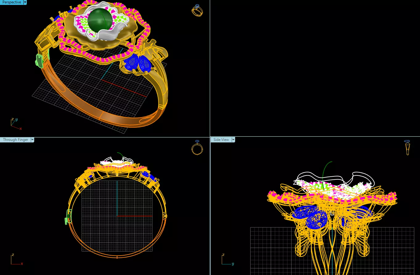 jewelry rose gold ring with ruby and diamonds Free 3D model