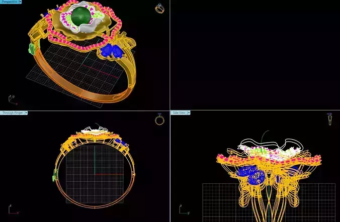 jewelry rose gold ring with ruby and diamonds Free 3D model