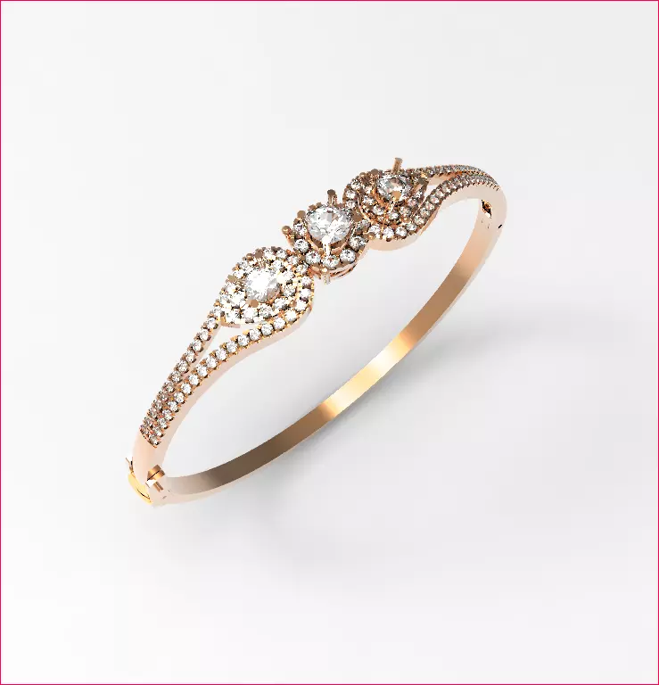 jewelry rose gold diamond bangle bracelet Free 3D model