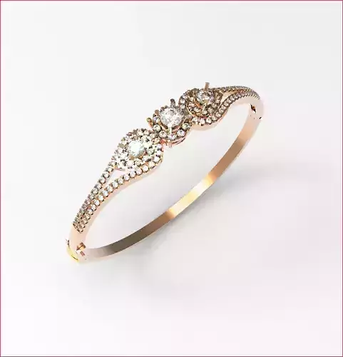 jewelry rose gold diamond bangle bracelet Free 3D model