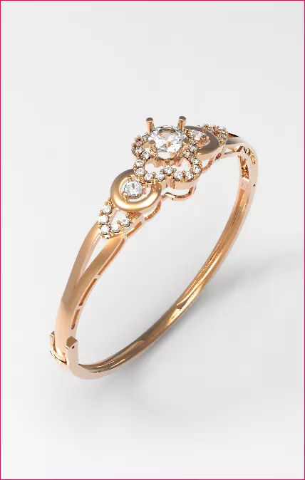 jewelry rose gold bangle with diamonds Free 3D model