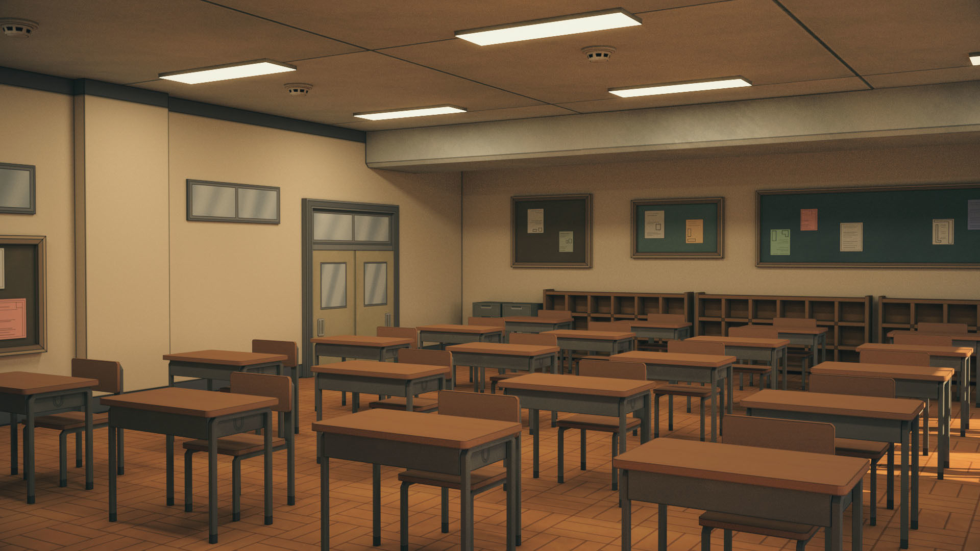 Anime Classroom Low-poly 3D model_7