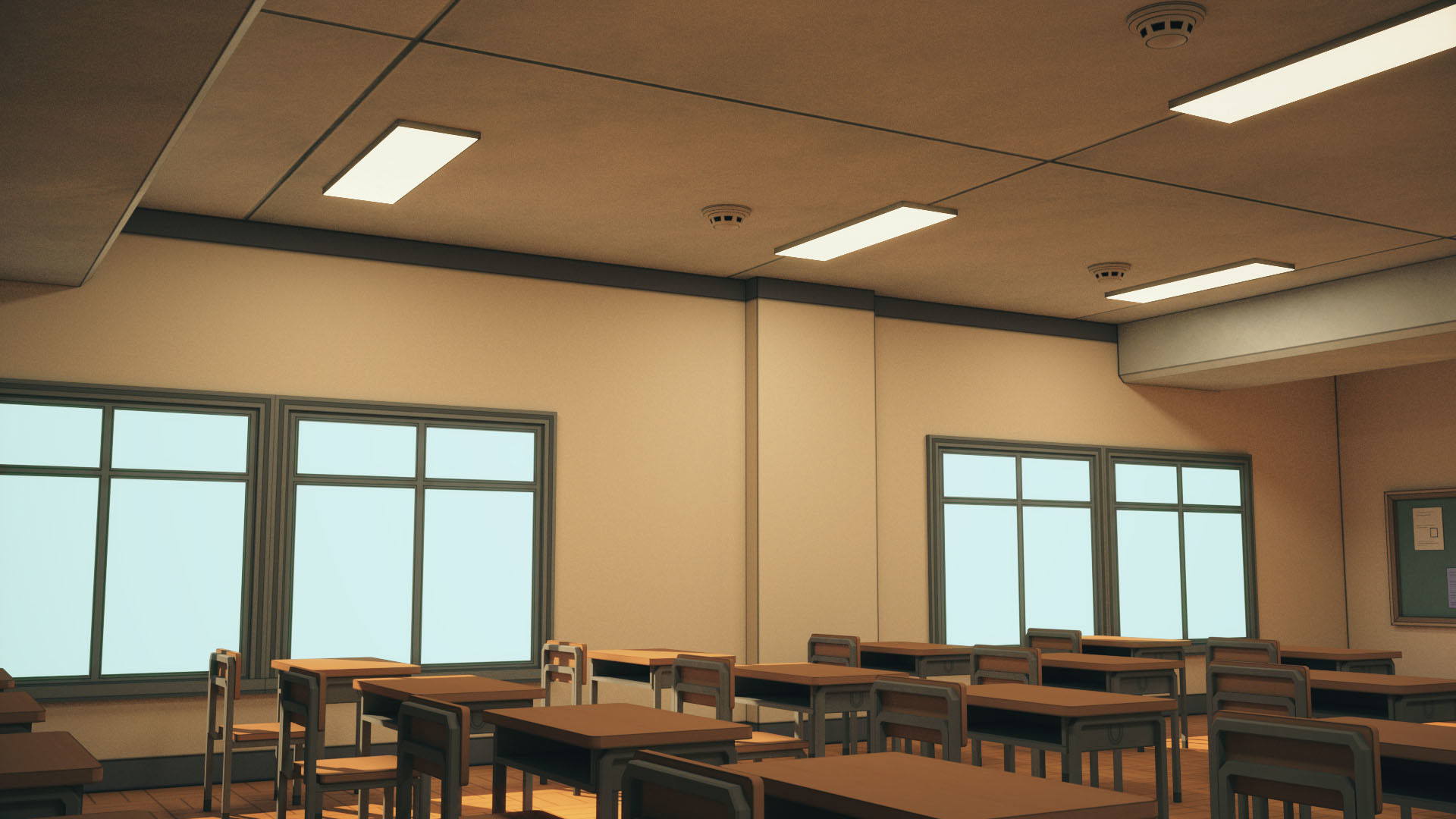 Anime Classroom Low-poly 3D model_13
