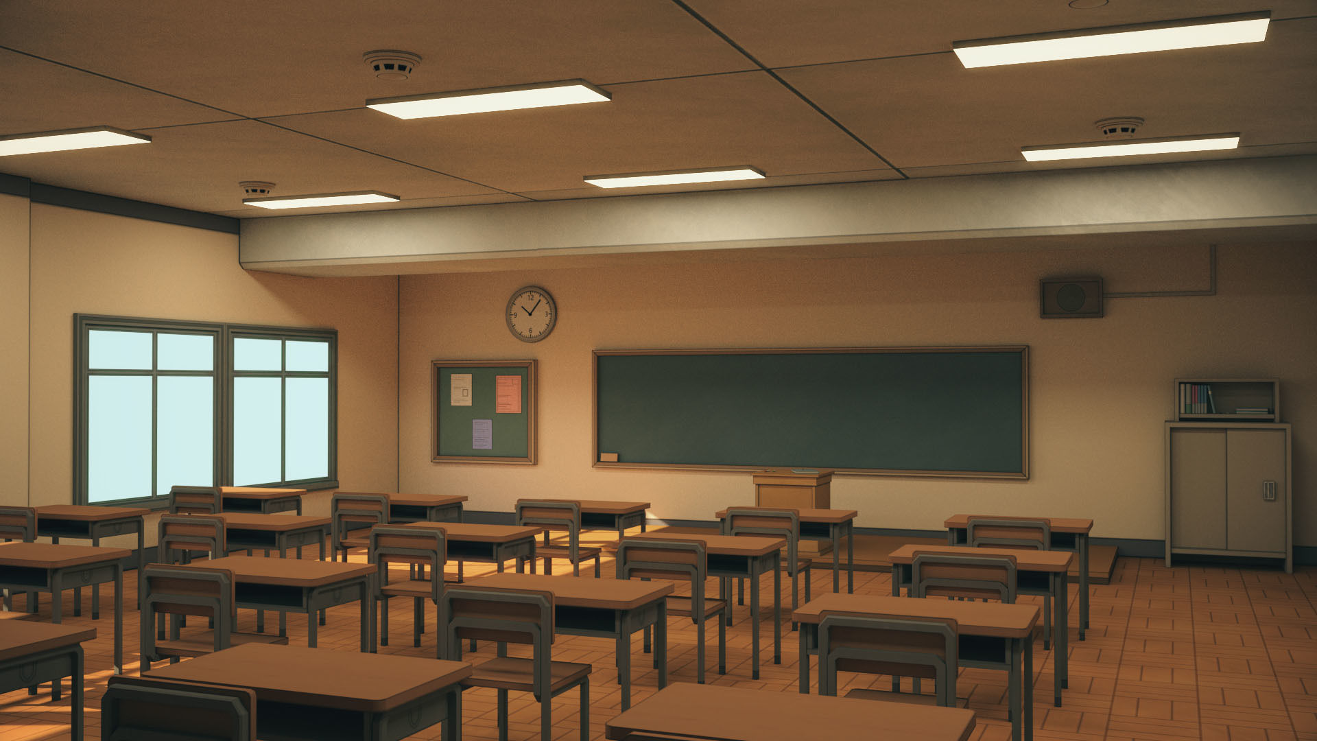 Anime Classroom Low-poly 3D model_1