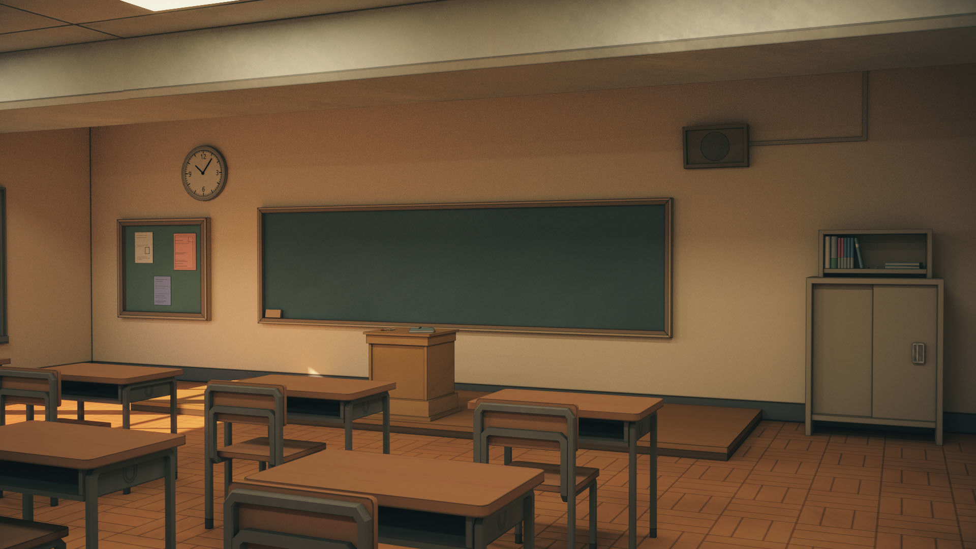 Anime Classroom Low-poly 3D model_3