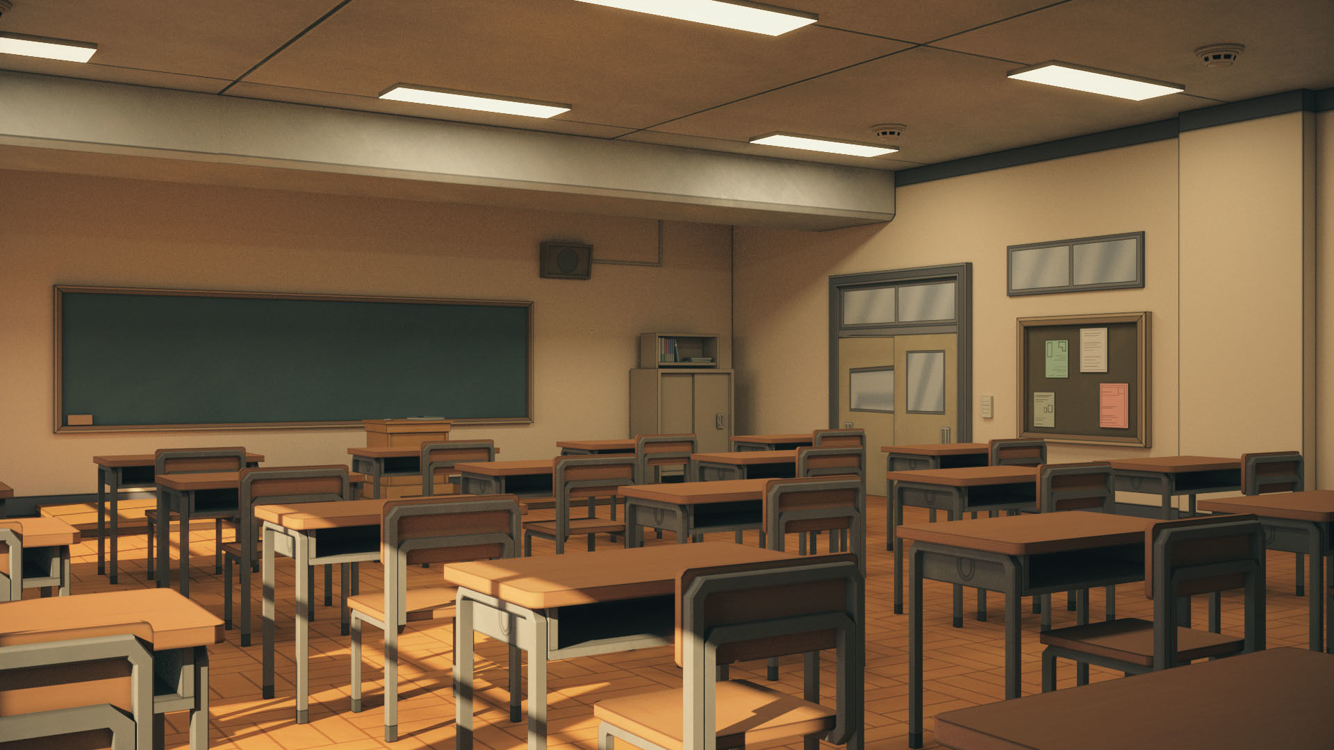 Anime Classroom Low-poly 3D model_5