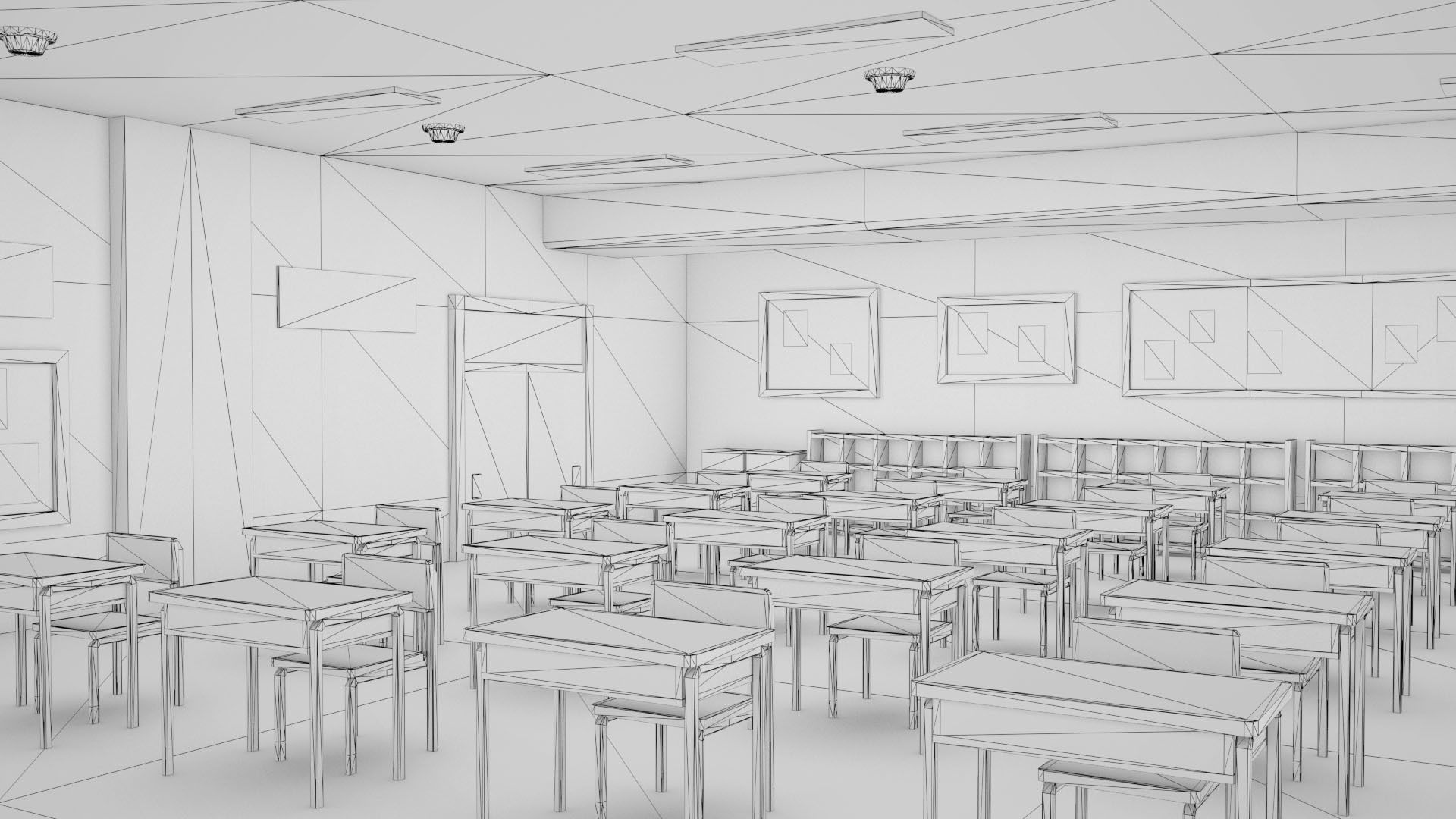 Anime Classroom Low-poly 3D model_8