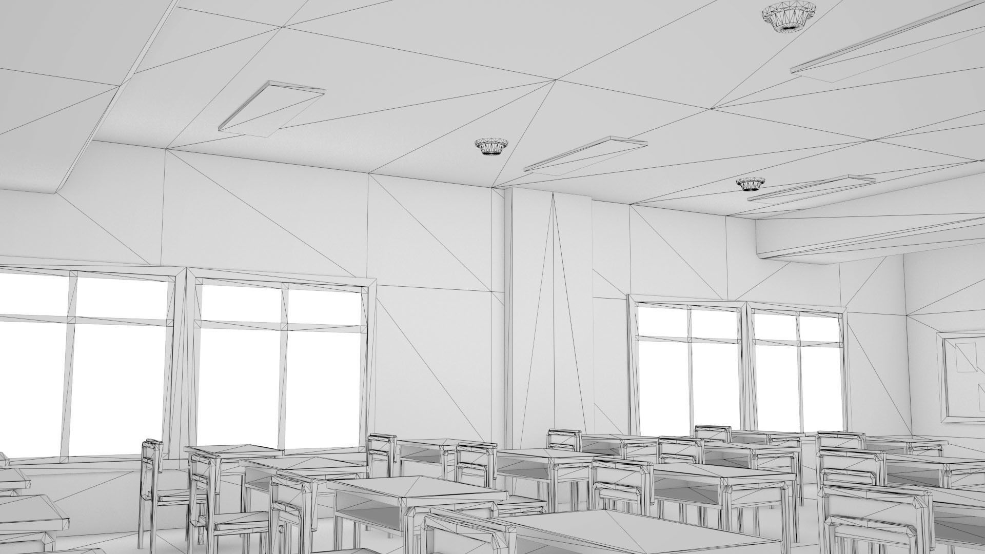 Anime Classroom Low-poly 3D model_14