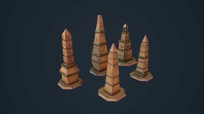 Obelisk Pack Low-poly 3D model