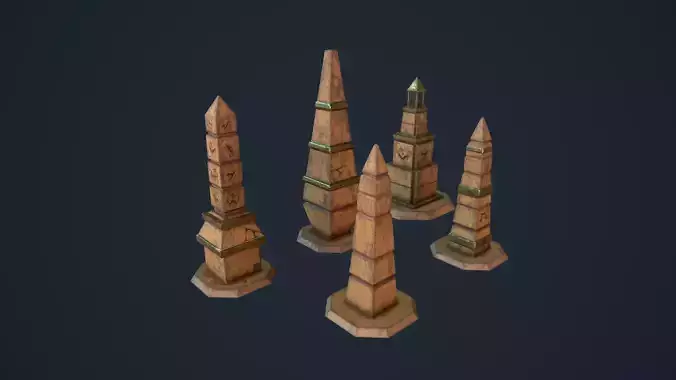 Obelisk Pack Low-poly 3D model