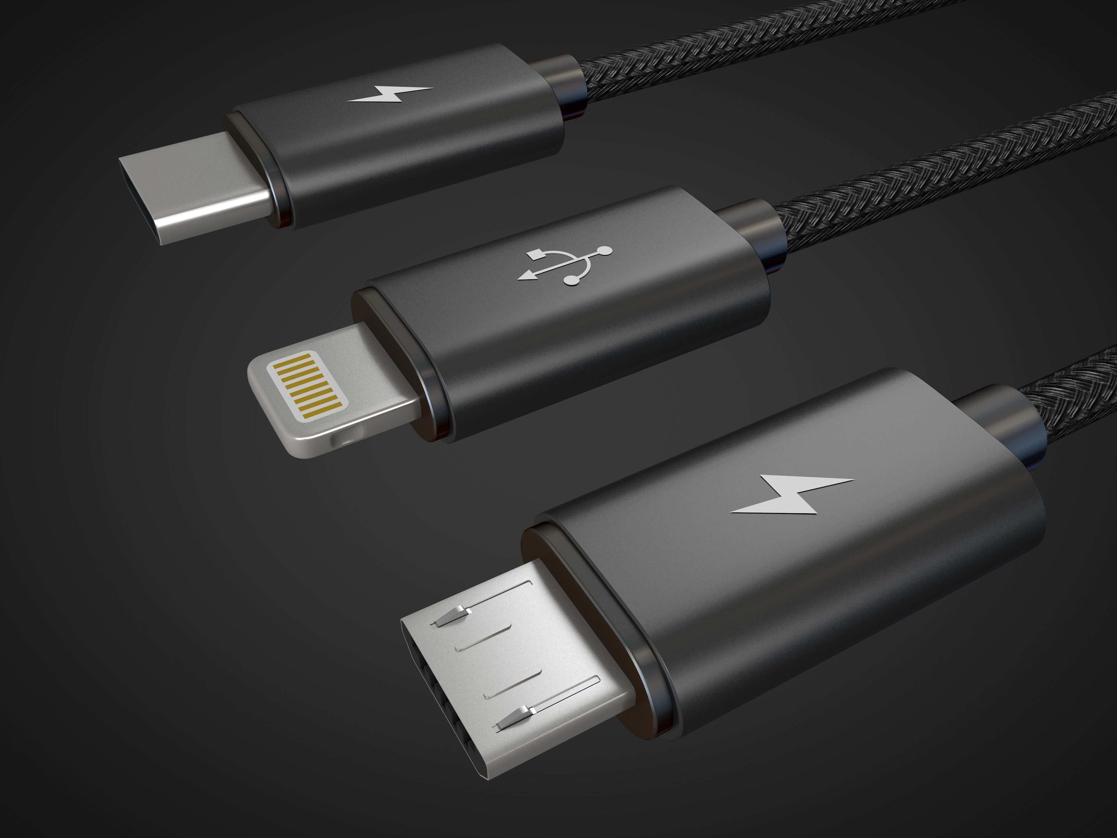 micro usb type c and lightning 3D model_3