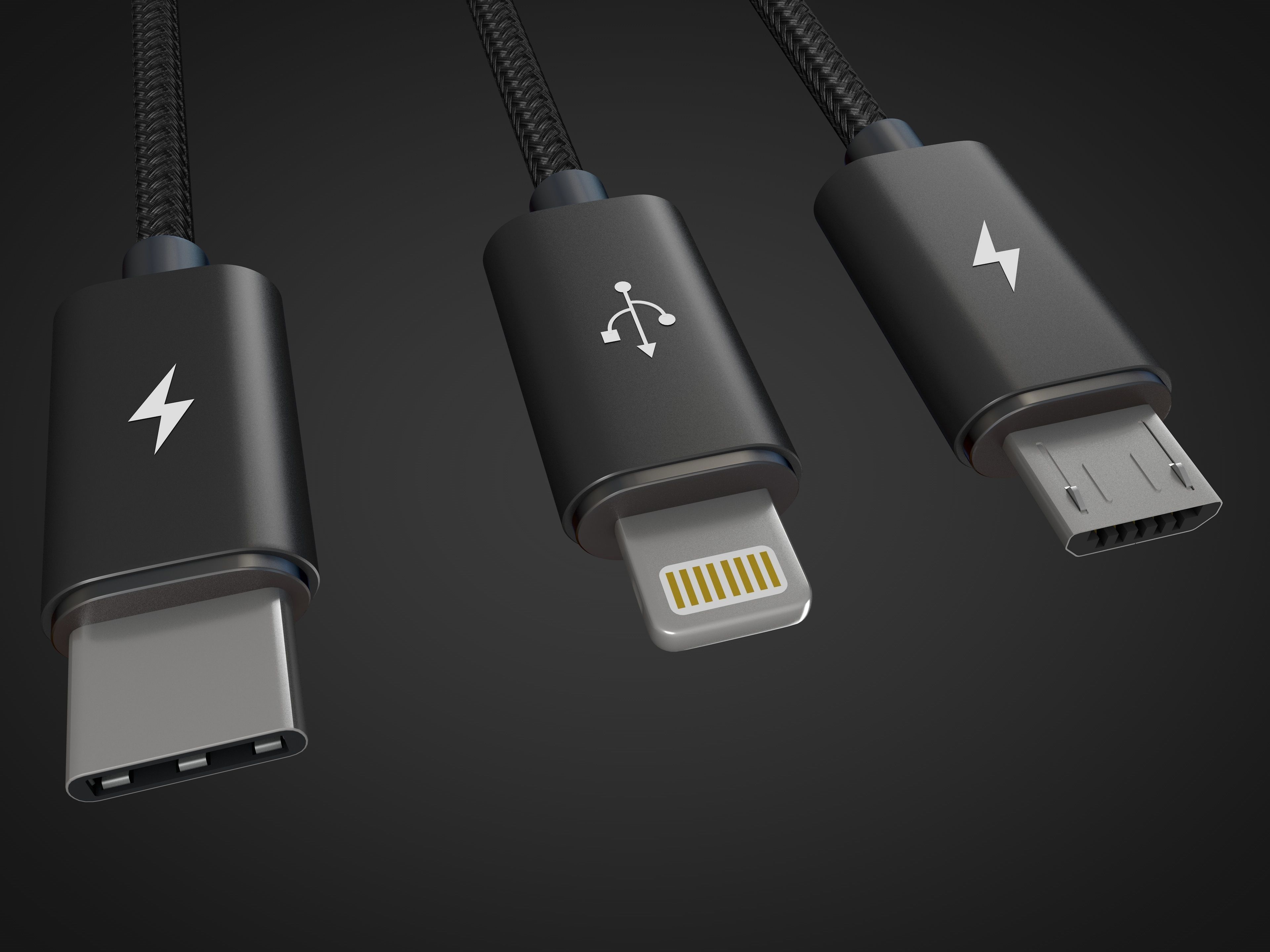 micro usb type c and lightning 3D model_2
