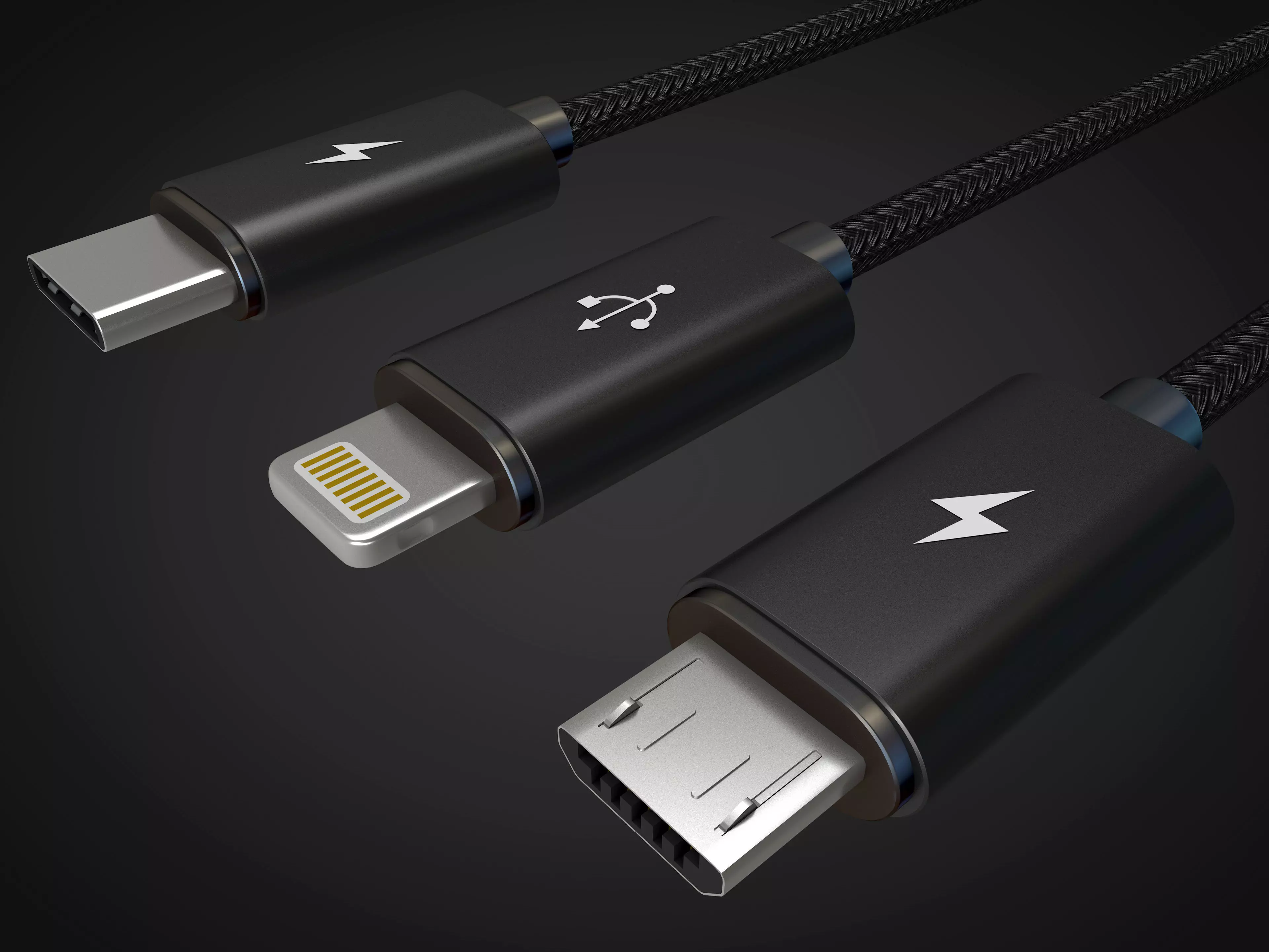 micro usb type c and lightning 3D model_0