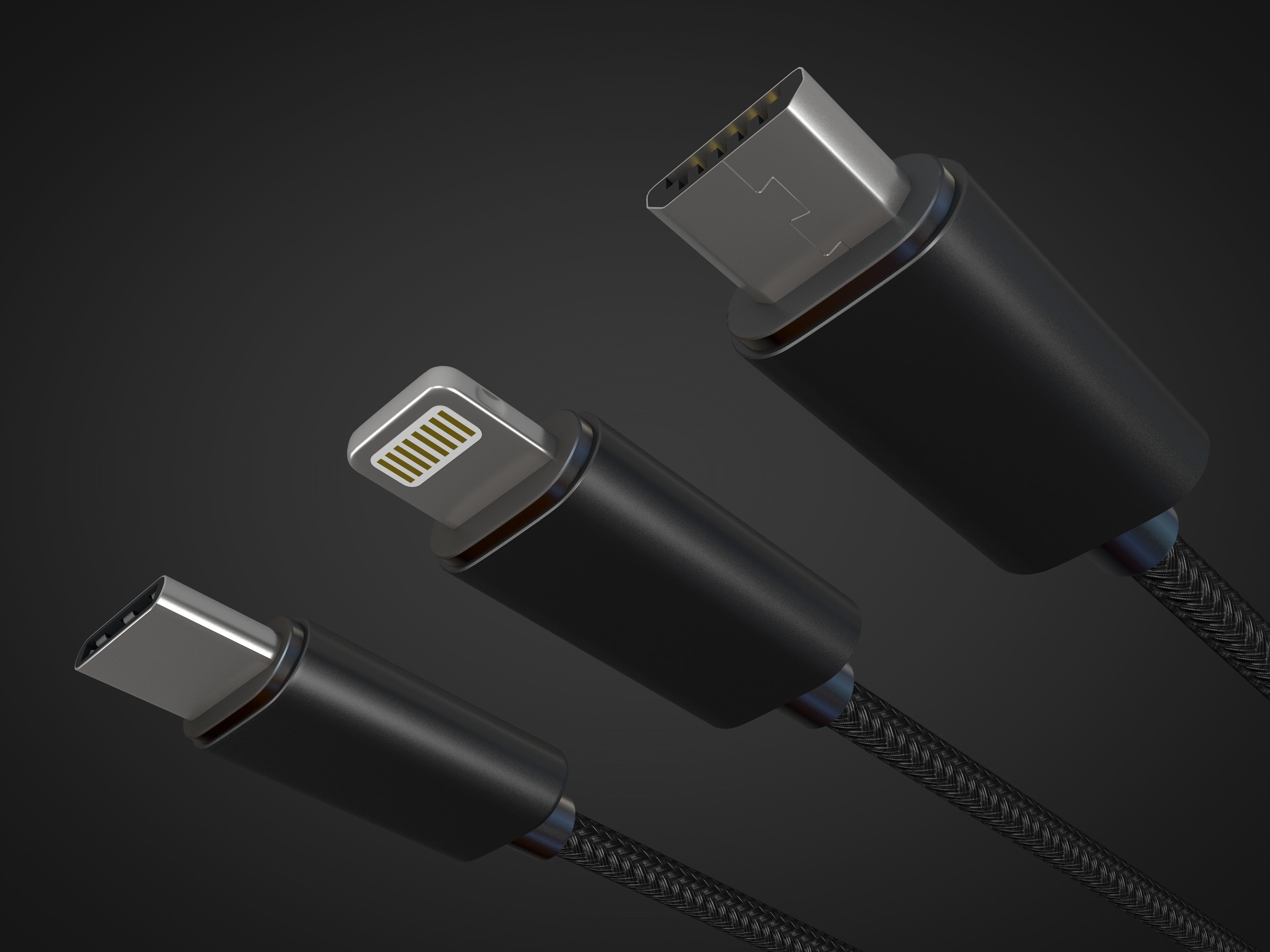 micro usb type c and lightning 3D model_1