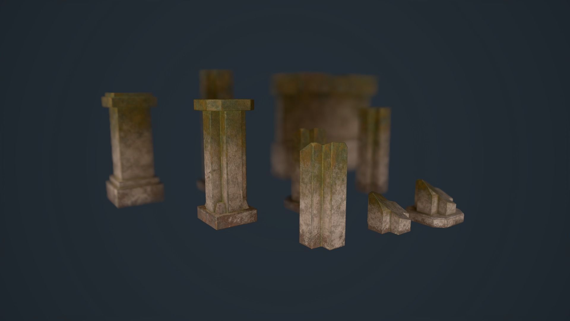 Ancient Pillars Low-poly 3D model_23