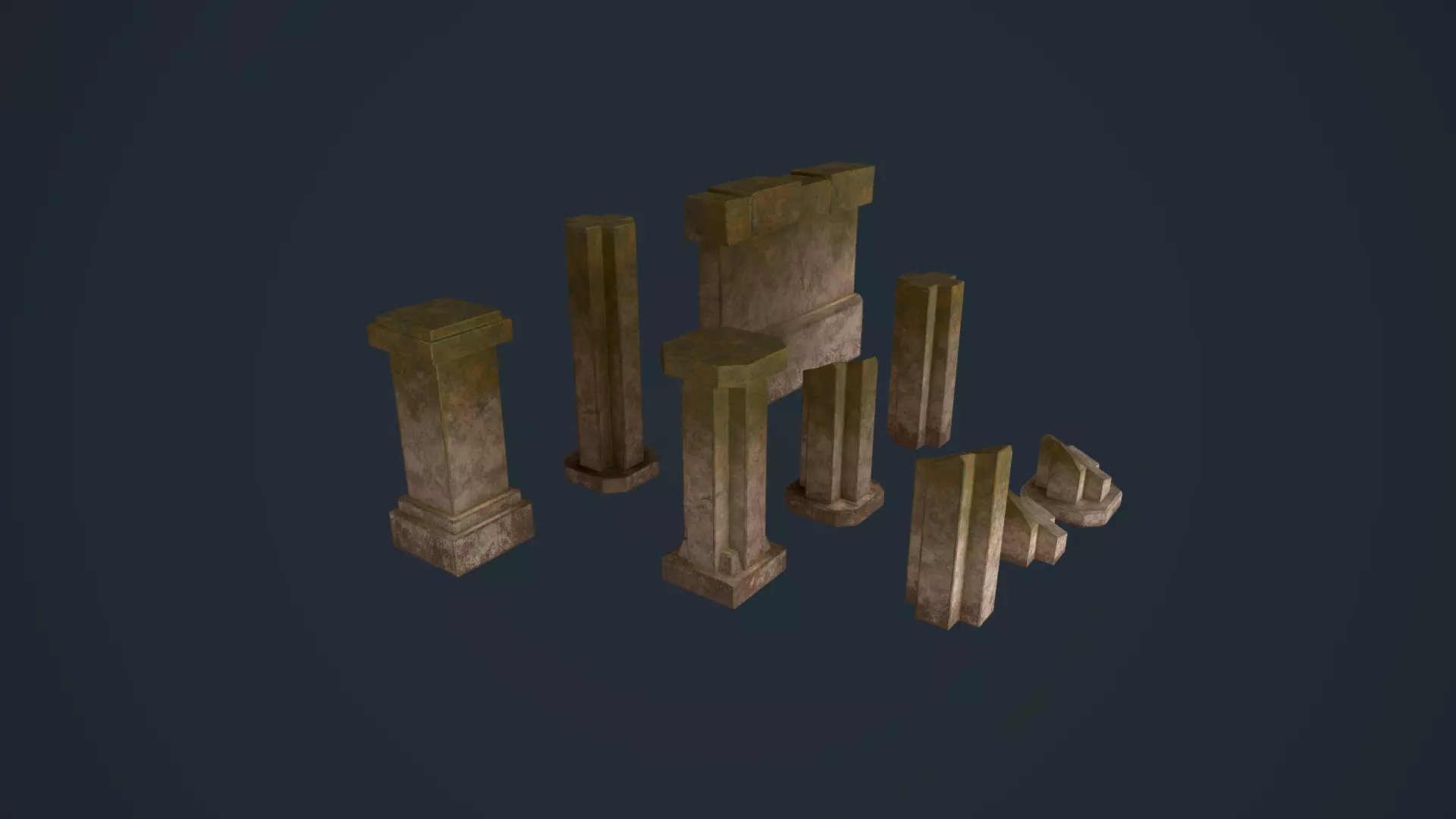 Ancient Pillars Low-poly 3D model_0