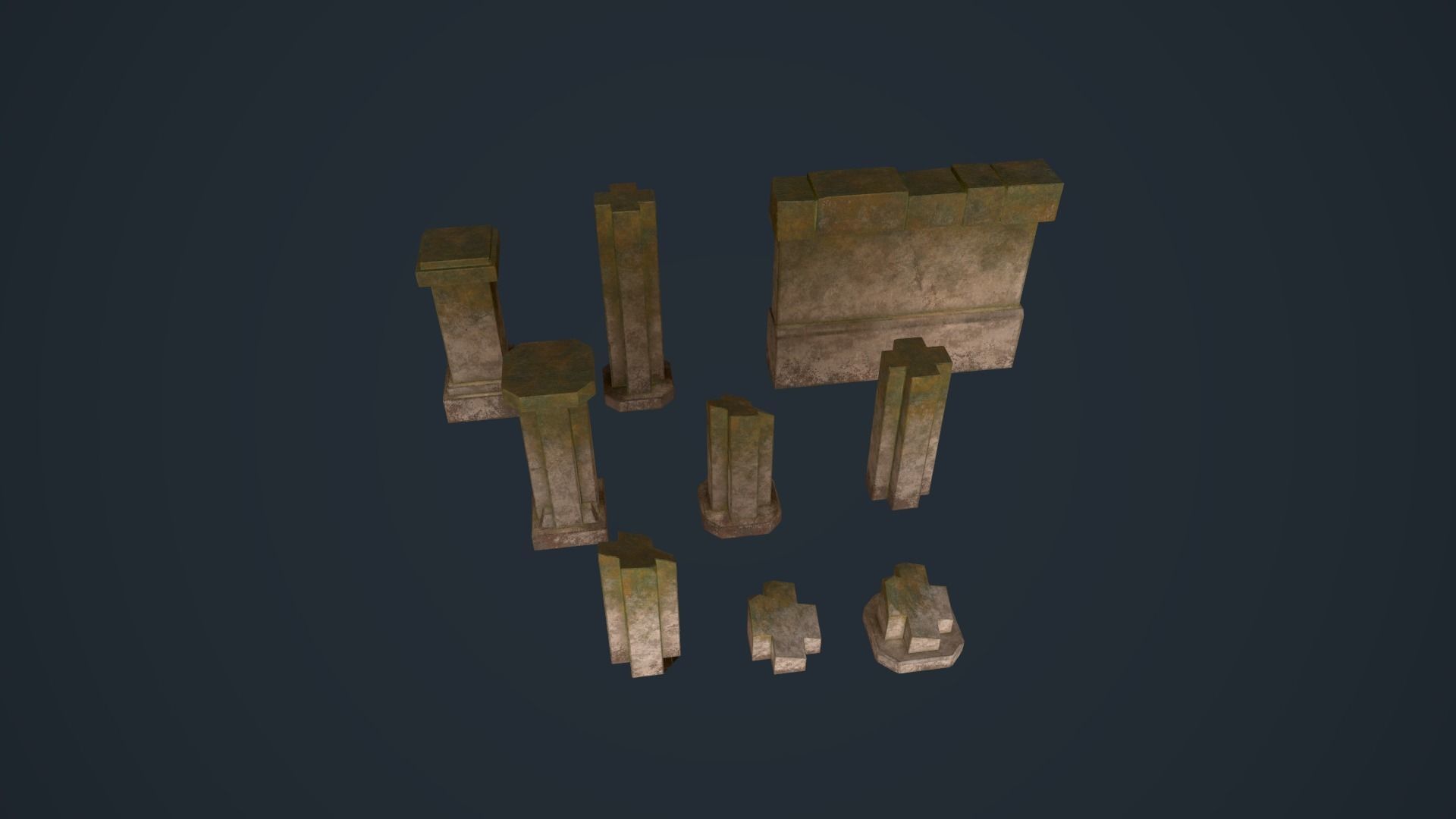Ancient Pillars Low-poly 3D model_20
