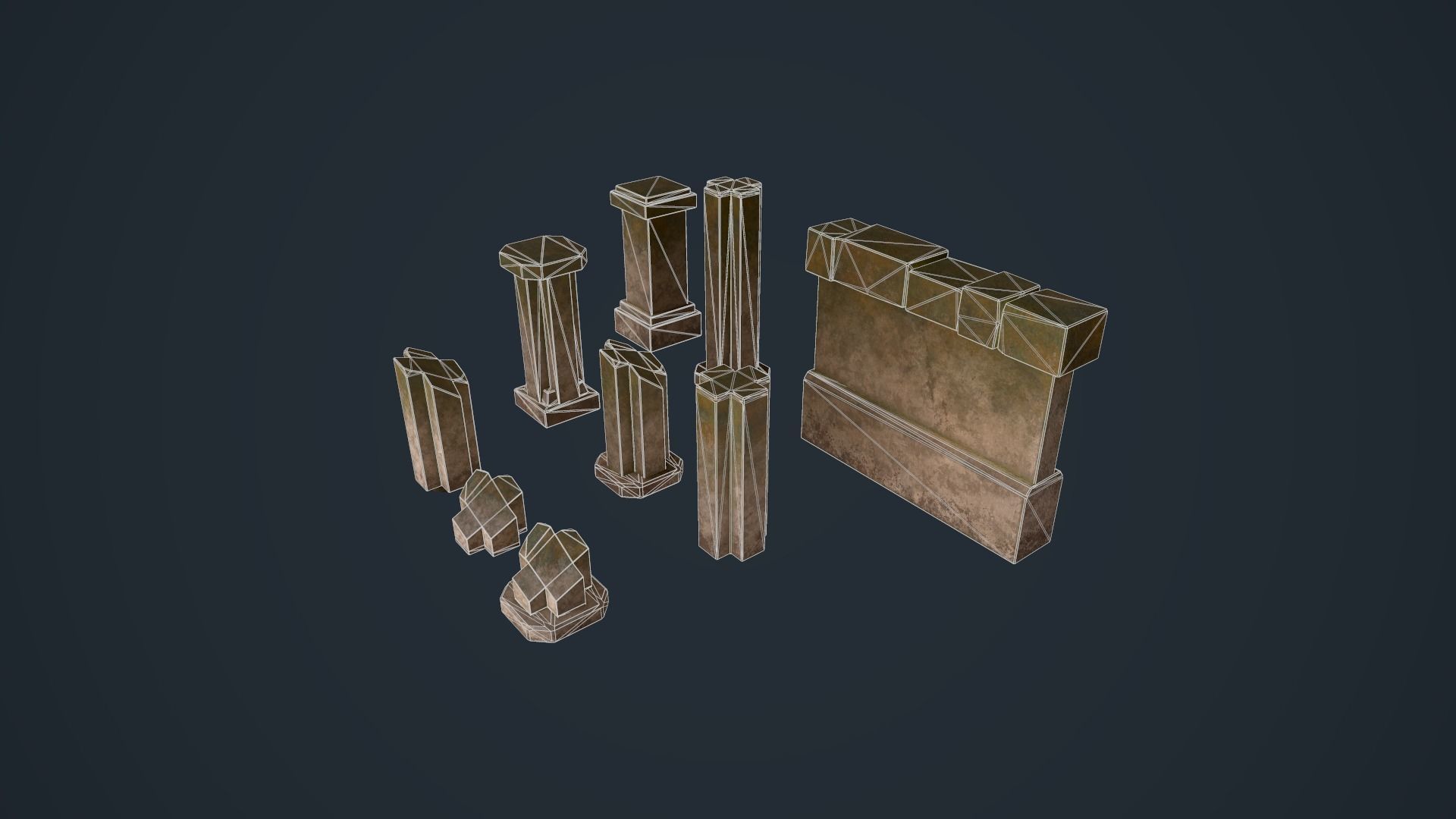 Ancient Pillars Low-poly 3D model_22