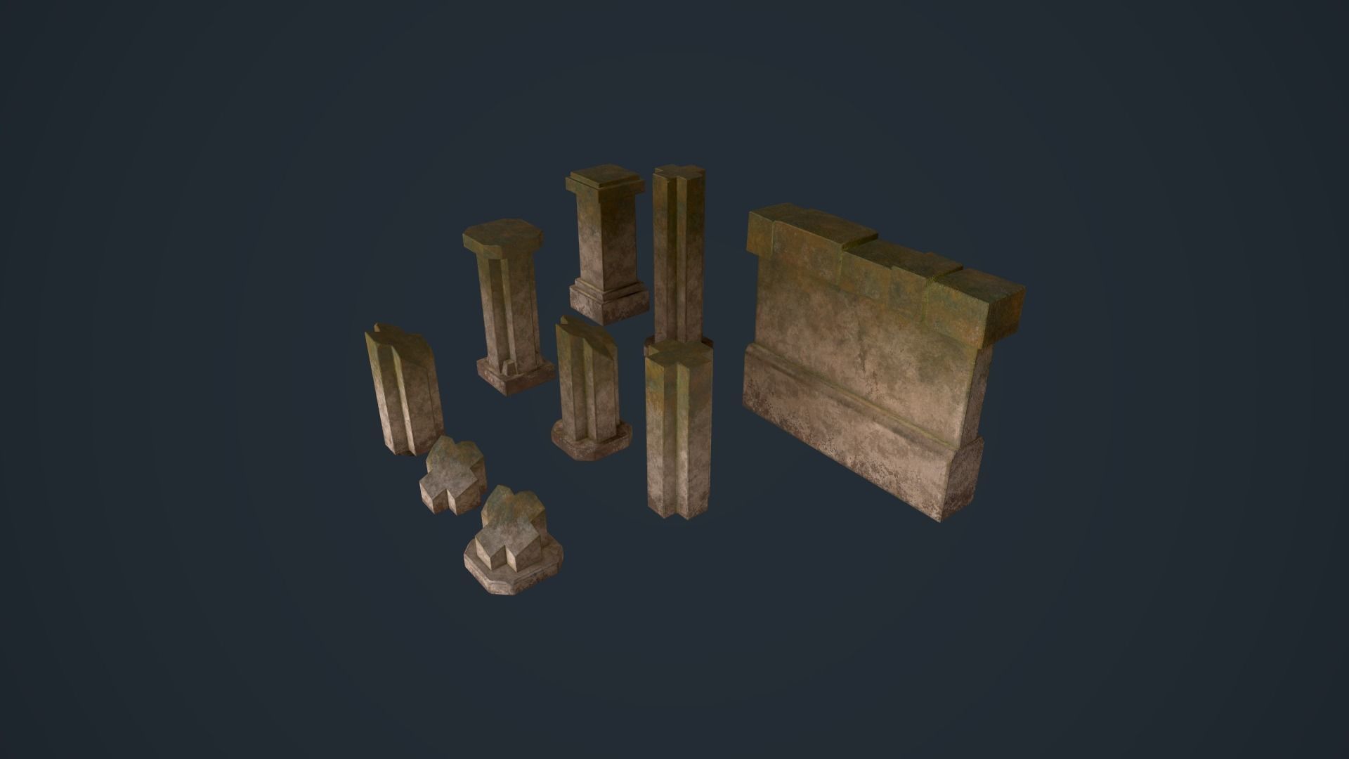 Ancient Pillars Low-poly 3D model_21