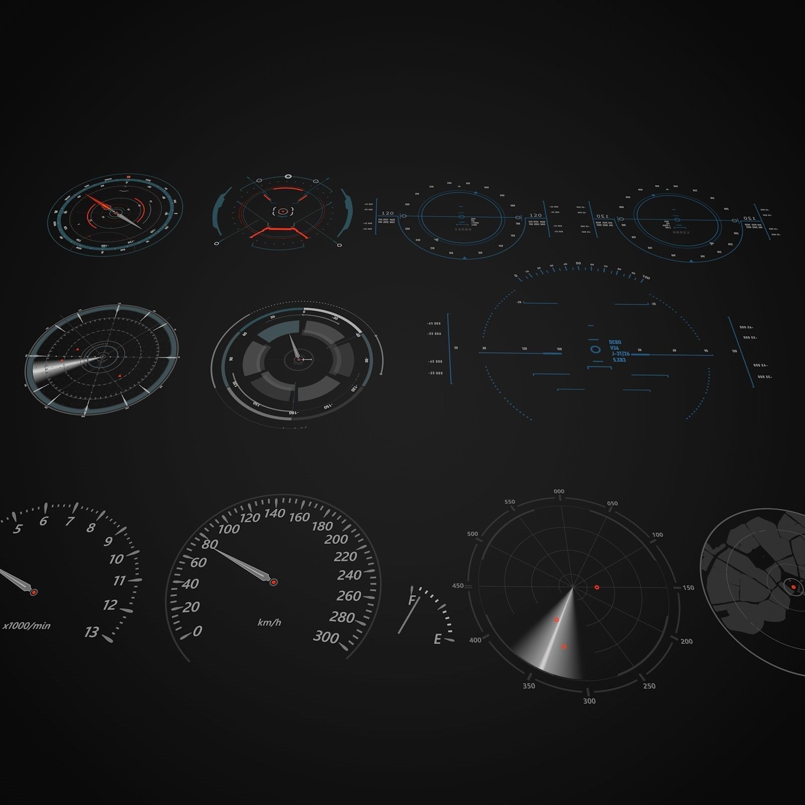 Sci-Fi Hud Elements dashboard 3D model_1
