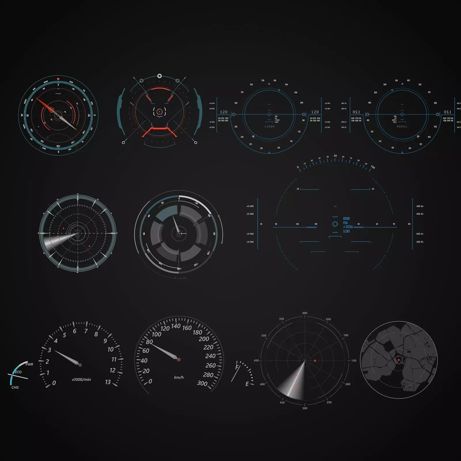 Sci-Fi Hud Elements dashboard 3D model_0