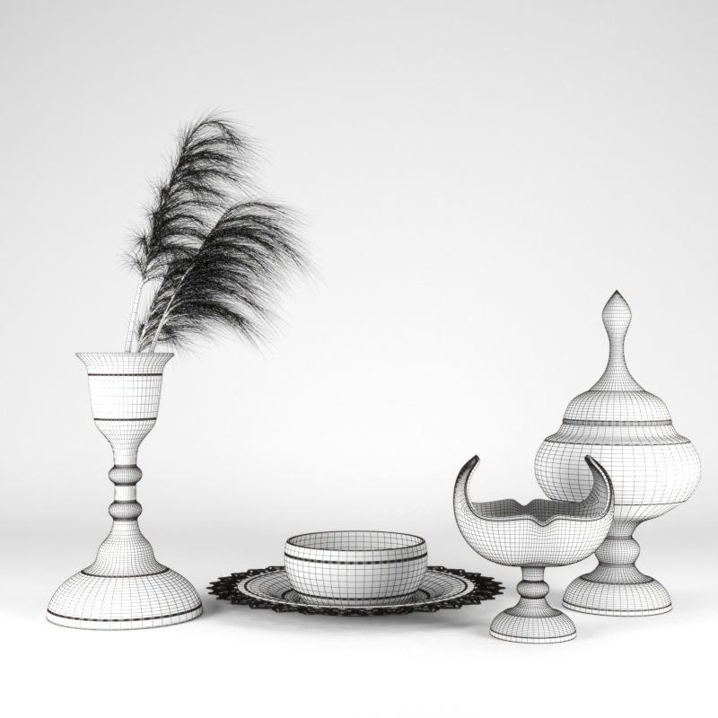 set1127 gold and turquoise plate 3D model_4