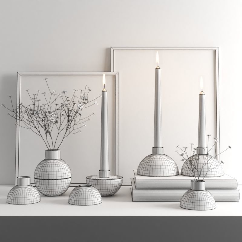 set1252 chinese vase set 3D model_2