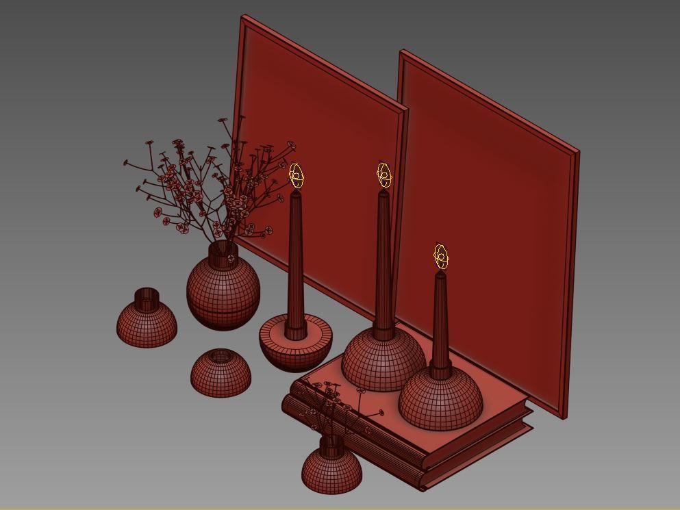 set1252 chinese vase set 3D model_4