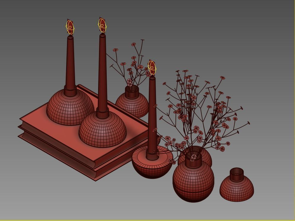 set1252 chinese vase set 3D model_6
