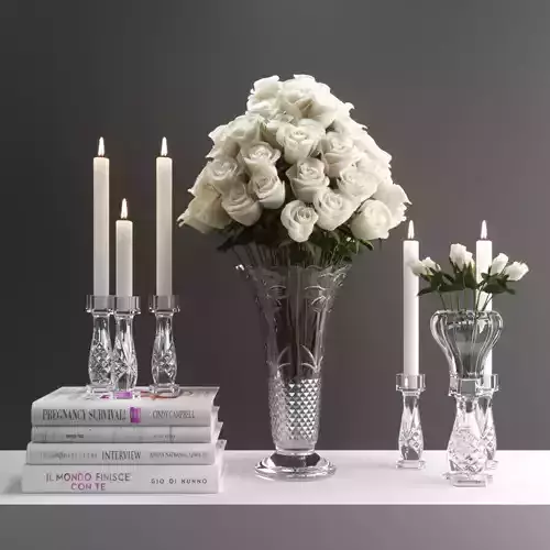 set1225 roses and candles in vase