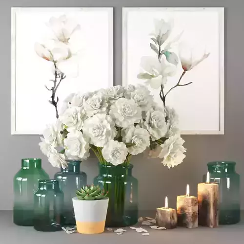 set234 carnations in vases on table