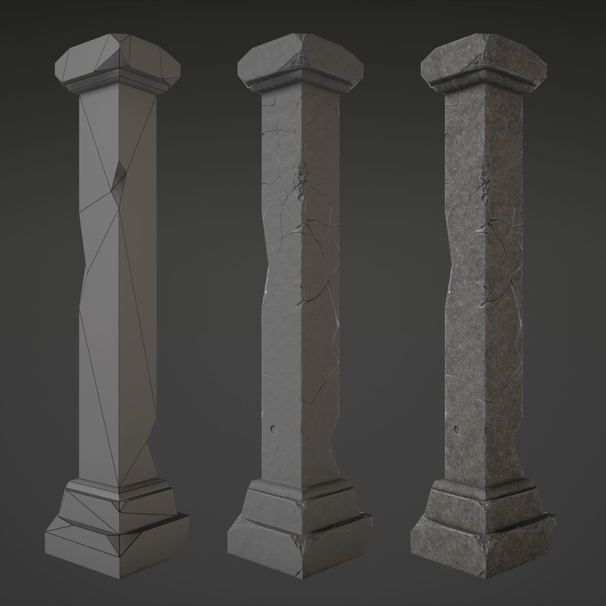 Column Set grasses - grasses - grasses - grasses Low-poly 3D model_22