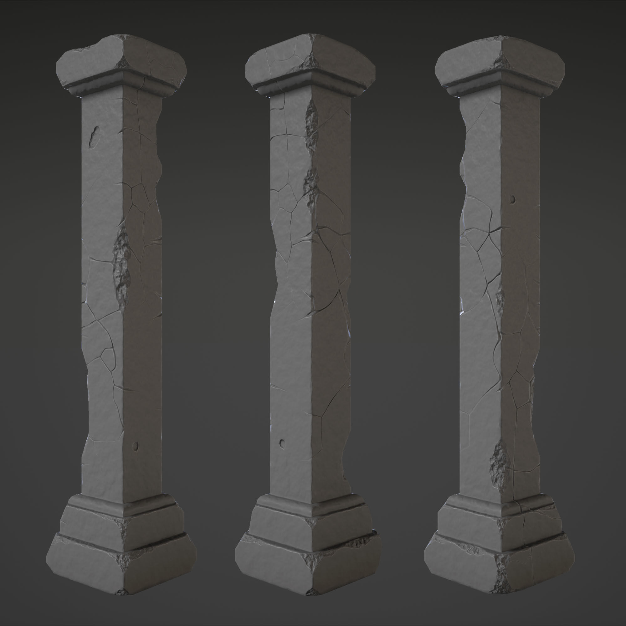 Column Set grasses - grasses - grasses - grasses Low-poly 3D model_14