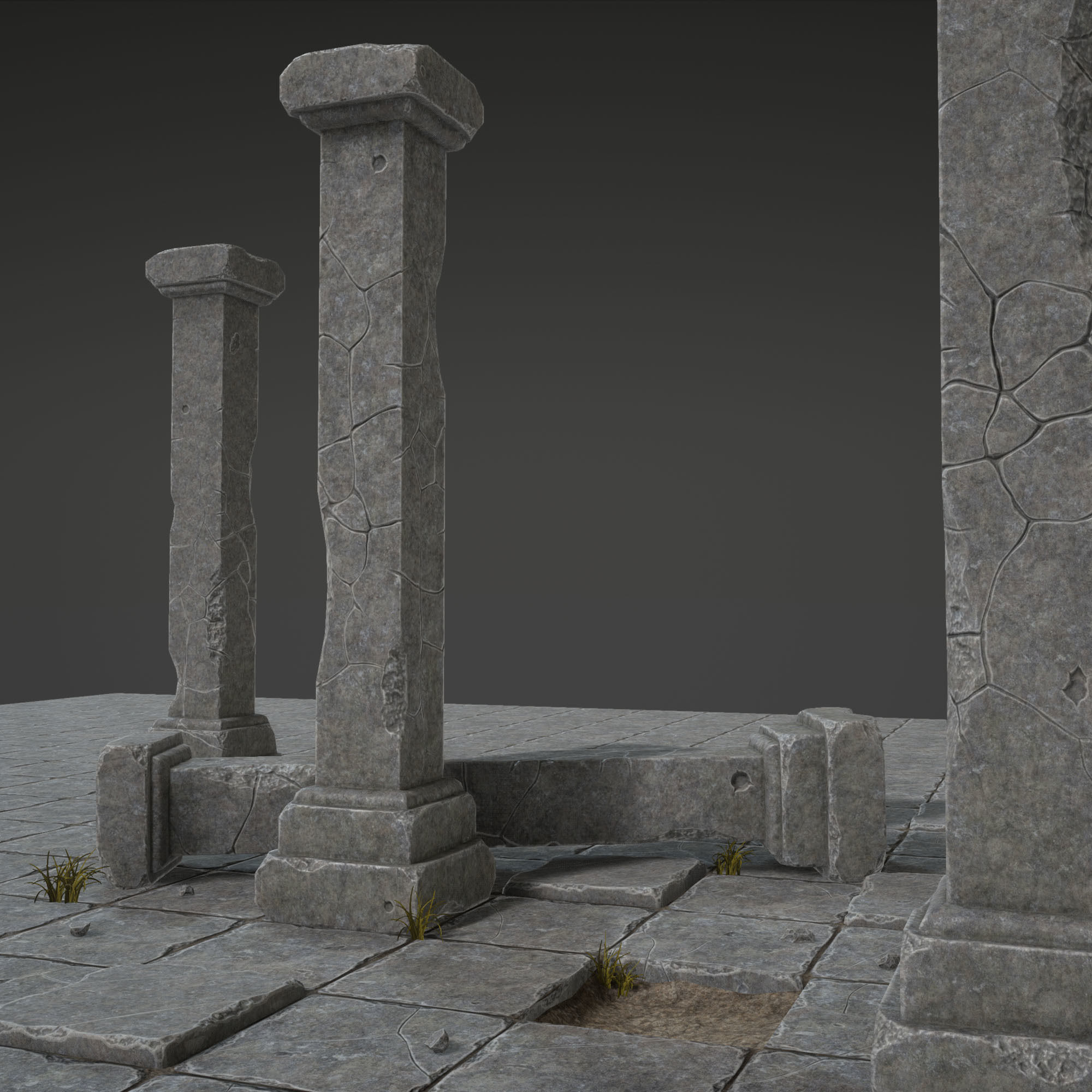 Column Set grasses - grasses - grasses - grasses Low-poly 3D model_3