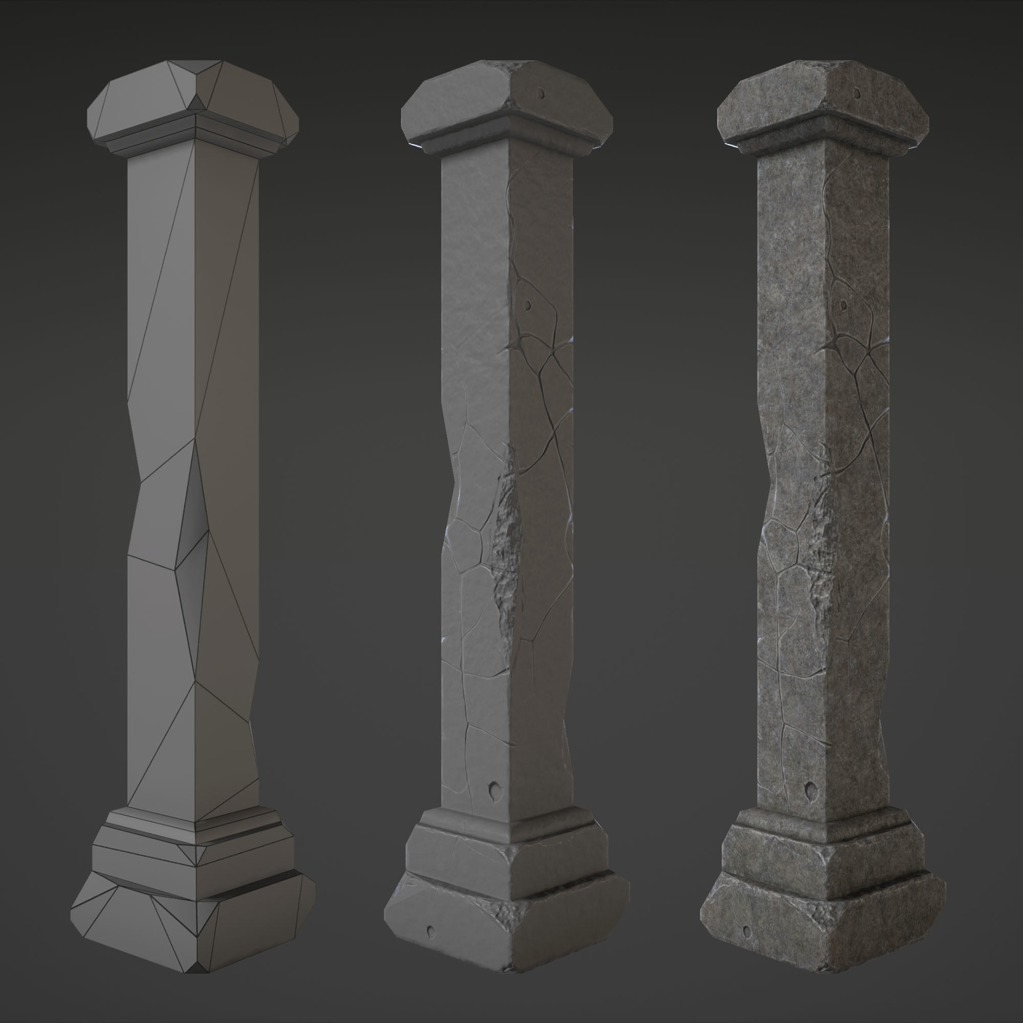 Column Set grasses - grasses - grasses - grasses Low-poly 3D model_18