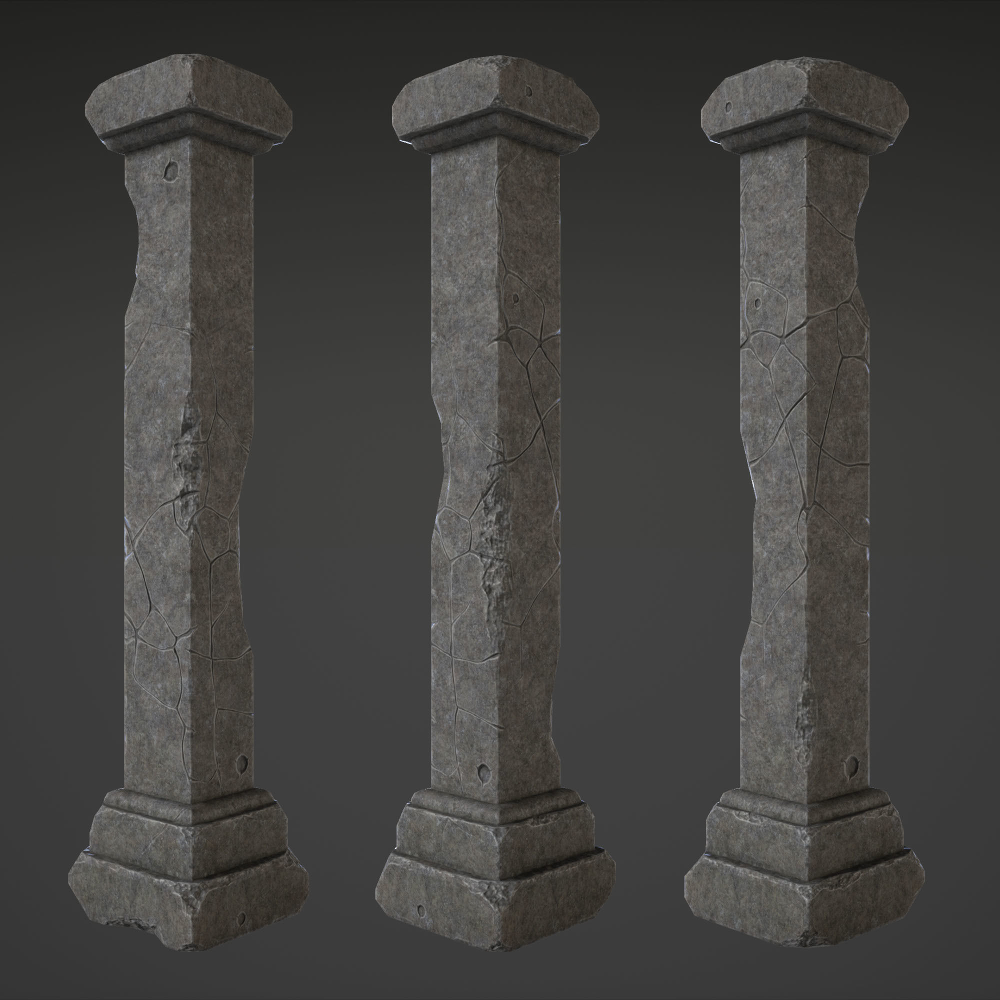 Column Set grasses - grasses - grasses - grasses Low-poly 3D model_9